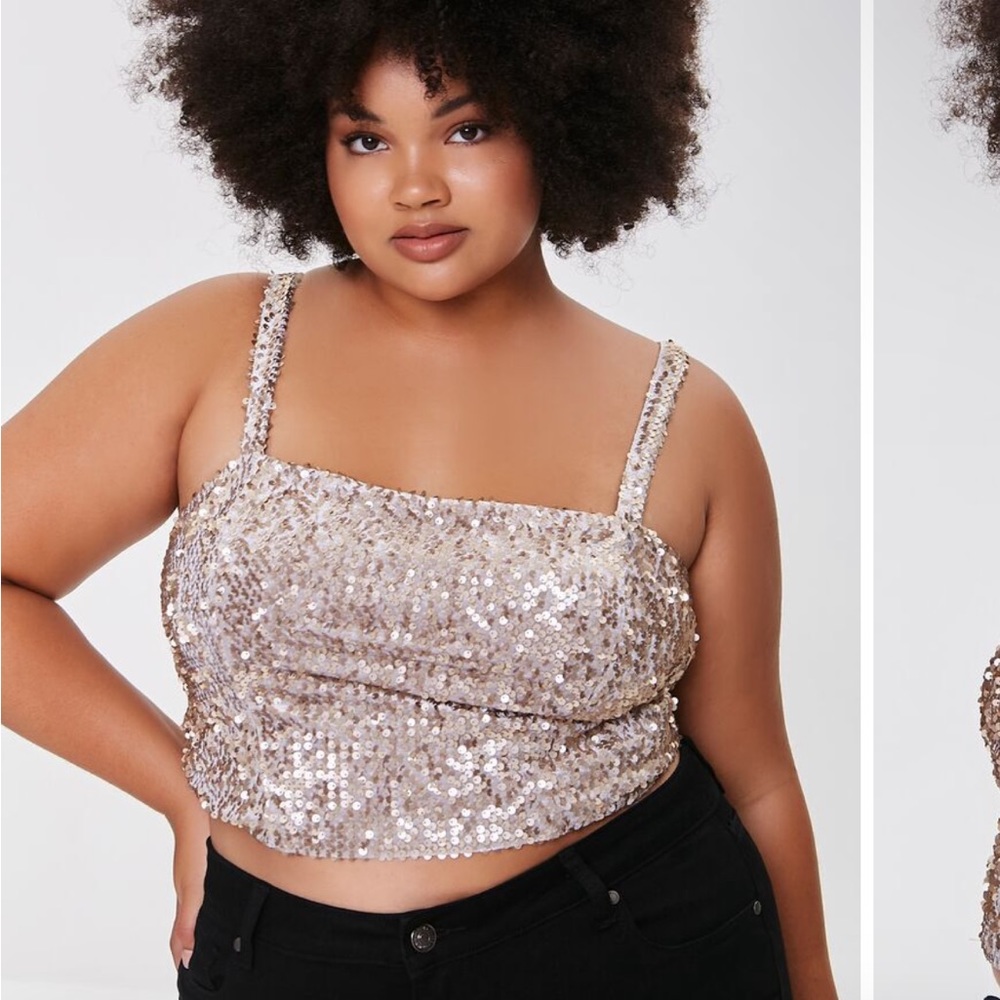 Gold sequin crop top